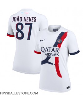 Günstige Paris Saint-Germain Joao Neves #87 Auswärtstrikot Damen 2024-25 Kurzarm